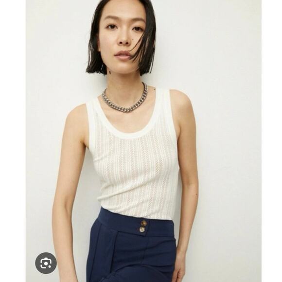 Veronica Beard Galli Knit Scoop-Nexk Tank Top in Off-white SZ XS - Picture 1 of 5